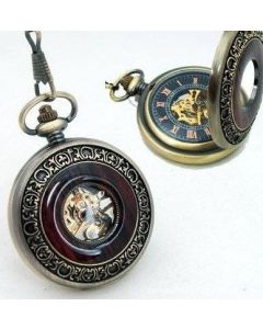 Steampunk taskukello, pronssi / puu