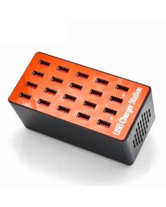 USB-latausasema/USB-keskitin 20 portilla ja uusimmalla pikalataustekniikalla