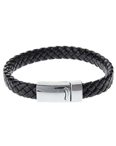 Charmig flätad läderarmband, svart