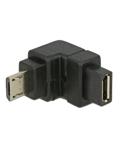 DeLOCK USB Type Micro-B uros-Micro-B naarassovitin, alaspäin, musta