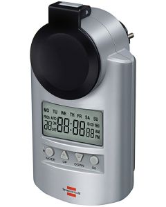 Brennenstuhl digitaalinen ajastin, maadoitettu, 12/24h, IP44, 240V/16A/3680W, hopea