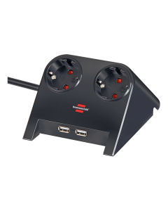 Brennenstuhl Desktop-Power, 2xCEE7/4, 2xUSB 2.1A, 1.8m kaapeli, musta