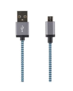 STREETZ USB-kaapeli, Kangaspäällysteinen, Tyyppi A ha - Tyyppi Micro B, 1m, sininen
