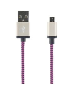 STREETZ USB-kaapeli, Kangaspäällystetty, Tyyppi A ha - Tyyppi Micro B, 1m, violetti