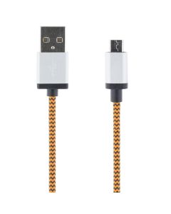 STREETZ USB-kaapeli, Kangaspäällysteinen, Tyyppi A ha - Tyyppi Micro B, 2m, oranssi