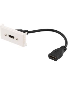 DELTACO Outlet -paneeli, 1xHDMI, 0,2 m, valkoinen