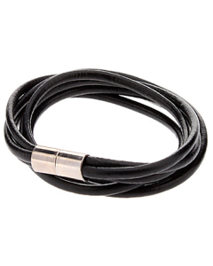 Svart läderarmband med dubbla band