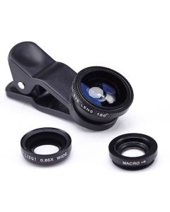 Universal Clip 3-i-1 objektiv Vidvinkel + Macro + Fisheye lins