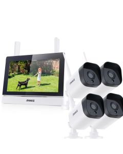 Valvontapaketti, jossa 4 langatonta ulkokameraa, WIFI, IP66, 7" NVR-näyttö, iOS/Android, Alexa, 3mpx, pimeänäkö
